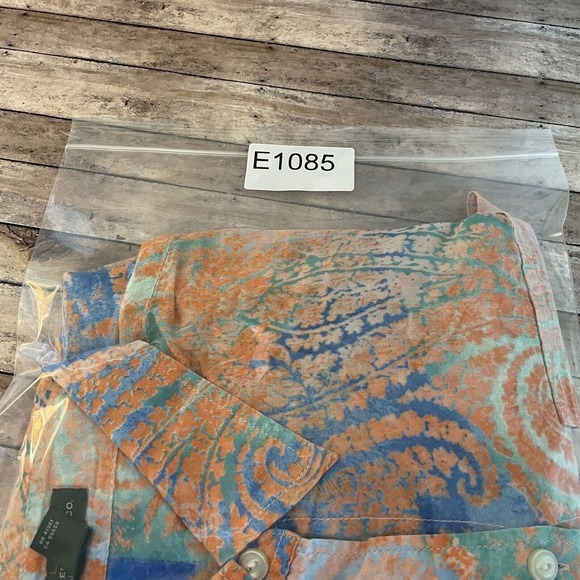 LRL Lauren Jeans Paisley Blouse Medium Boho Colorful Button Up Roll tab Sleeve - Picture 9 of 10